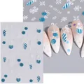 Christmas winter nail art stickers with glitter blue bells and white snowflakes - Blue Glitter Snowflake Feather Style (SW-CS126)