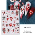 Detailed 5D embossed Halloween nail stickers with bleeding eyes and spider web designs - Blood Mouth Smile (SW-5D99)