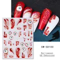 Detailed 5D embossed Halloween nail stickers with 3D blood drips and eyeball designs - Red Eyeball Text (SW-5D100)