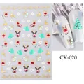 Christmas nail stickers CK-020 featuring gold snowflakes and colorful reindeer designs - Red Nose Reindeer Bell Style (CKK-020)