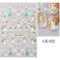 Christmas nail stickers CK-022 with gold elk and snowflake patterns for holiday manicure - Snowman Bird Mint Green Style (CKK-022)