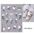 Vue détaillée des autocollants 5D avec des motifs floraux d'hiver et de coton - Motif de Fleur de Coton d'Hiver (SW-5D116)