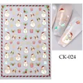 Golden Christmas nail stickers CK-024 with snowflakes, Santa, and elk patterns - Holly Candy Cane Style (CKK-024)