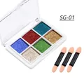 6-Farben Nagel-Spiegelpuder-Palette mit Applikator-Pinseln im Set-Modell SG-01 - Festes Puder (SG-01)
