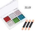 Nagel Mirror Powder Palette SG-04 mit 6 lebhaften Farben und 3 Schwammapplikatoren - Festes Puder (SG-04)