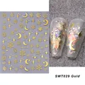Detail von SWT029 Gold 3D-Nagelstickern mit Schneeflocken Sternen und Monden - Stern Mond Schneeflocke (SW-TN029) / Gold
