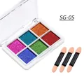SG-05 solid mirror nail powder set in 6 colors with sponge applicators - 6-compartment Dual-row Solid Powder Sg-05