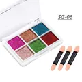 6-color solid mirror nail powder set with pink bronze blue and gold shades for manicure - Solid Powder (SG-06)