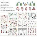 Christmas nail art stickers set featuring reindeer, snowmen, and snowflakes on a large sheet - Christmas Cartoon Characters Series (E875-885)