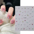XI-N02 nail art sticker set with silver starburst charms and colorful rhinestones - Xi-n02 (nude Film)