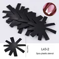 Set of 5 black French nail art stencils with star shape for V-cut manicures - Star Radiating Style (L43-2)