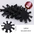 Detail view of 5pcs plastic French nail stencils with multi-radial shaping edges - Radiating Multi-Directional Gear Style (L43-4)