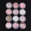 Nagelglitzer Set mit 12 Dosen rosa und lila sternförmigen unregelmäßigen Pailletten - 12-Flaschen Gemischte Pailletten Stil (S126-15)