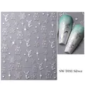 3D Silberne Weihnachts-Nagelaufkleber mit Lebkuchenmann- und Schneeflockenmustern - Weihnachtsthema (SW-TN031) / Silber