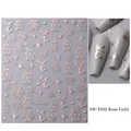 3D rose gold Christmas nail stickers featuring gingerbread man and deer designs - Christmas Theme (SW-TN031) / Rose Gold