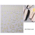 Gold abstract line face 3D nail stickers SW-T032 with minimalist gold art patterns - Abstract Face (SW-TN032) / Gold