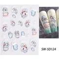 Snowman and snowflake 5D embossed nail stickers for winter Christmas manicure art - Light Blue Snowman Style (SW-5D124)