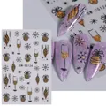 Adesivi per unghie natalizi SW-CS124 con fiocchi di neve dorati e palline festive - Stile Celebrazione Fiocco di Neve Oro (SW-CS124)