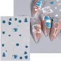 5D embossed Christmas nail sticker SW-CS125 with blue glitter snowflakes and New Year patterns - Blue 2024 New Year Winter Style (SW-CS125)
