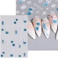 Christmas nail art stickers with 3D white snowflakes and blue glitter ornaments style SW-CS126 - Blue Winter Embossed Snowflake Style (SW-CS126)