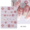 Self-adhesive 5D embossed nail stickers with pink white floral and bohemian patterns - Pink Lace Floral (SW-5D85)