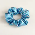 Elastico per capelli in raso blu con unicorni e cuori per acconciature carine - Verde petrolio