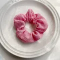 Dettaglio della trama del tessuto dell'elastico rosa su un piatto bianco - Rosa Rosso