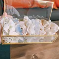 Set of assorted hair scrunchies in polka dots and plaid patterns inside a glass box - 10 Pieces Pack / Gentle Silk