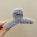 Plüsch-Haarklammer aus Kunstpelz in elegantem Graublau für modische Frisuren-Styles - Silbergrau