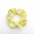 Solid pale yellow satin large scrunchie hair tie with pleated texture for women - Satin 8