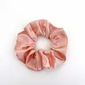Champagne pink satin scrunchie with a glossy silk finish and elegant pleated design - Satin 13