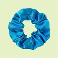 Elastic bright blue satin scrunchie with a glossy silk texture for women - Royal Blue