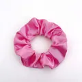 Elegant bright pink satin scrunchie with a glossy silk texture and elastic band - Satin 15
