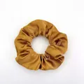 Lustrous bronze satin scrunchie featuring elegant pleated fabric for daily hair styling - Satin 20