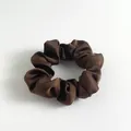Elegant dark brown satin scrunchie with silk-like sheen and flexible elastic design - Dark Coffee