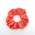 Coral red satin scrunchie with elegant pleated texture and glossy finish - Satin 23