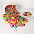 Bulk set of high-elasticity colorful 2cm mini hair ties for kids in a white basket - Bright Dark Colors