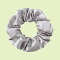 Elegant silver grey satin scrunchie with smooth texture and high elasticity hair tie - Silver Gray