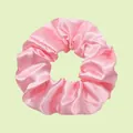 Elastic light pink satin scrunchie with smooth glossy texture for women hair styling - Sakura Pink