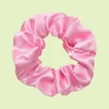 Elastic satin scrunchie in bright pink color with a glossy finish for hair styling - Hot Pink