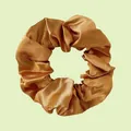 Champagne gold satin large scrunchie with smooth metallic luster and silk texture - Bronze Gold