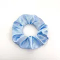 Sky blue satin scrunchie with smooth glossy texture and pleated design for women - Satin 26