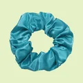 Elastic light green satin scrunchie with smooth silk texture and pearl luster finish - Turquoise Green