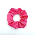 Vibrant hot pink satin scrunchie with smooth silk texture and elastic inner band - Satin 31