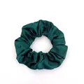 Silky dark green satin scrunchie hair tie with smooth texture and glossy finish - Satin 33