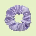Elastic lavender purple satin scrunchie with a glossy silk-like finish for women - Light Purple