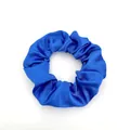 Vibrant blue satin scrunchie with a glossy silk-like finish for daily hair styling - Satin 34
