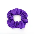 Solid deep purple satin scrunchie with glossy finish and elastic pleated design - Satin 36