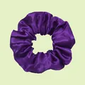 Elastic deep purple satin scrunchie with a glossy silk texture for women's hair styling - Purple