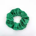 Vibrant green satin scrunchie with silky finish and elegant pleats for hair styling - Satin 37